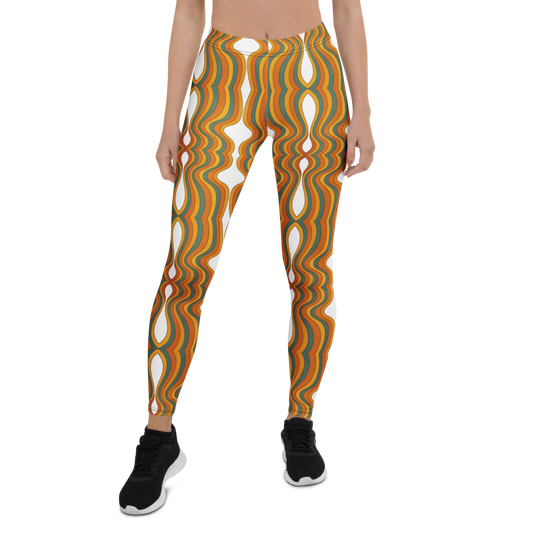 Boho Striped Leggings – Yellow & White Vibrant Woman