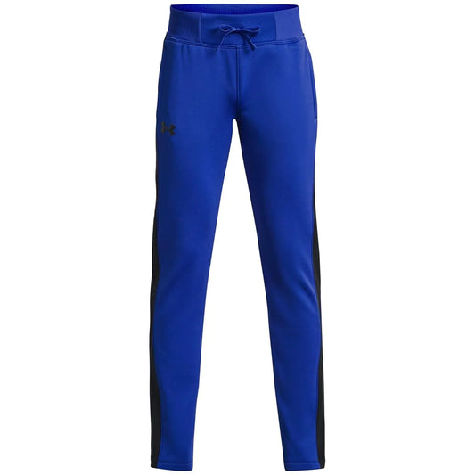 Under Armour® Girls Armour Fleece Pants – Team Royal (400) / Black | Lightweight, Warm, Stretchy Fit – Size Large